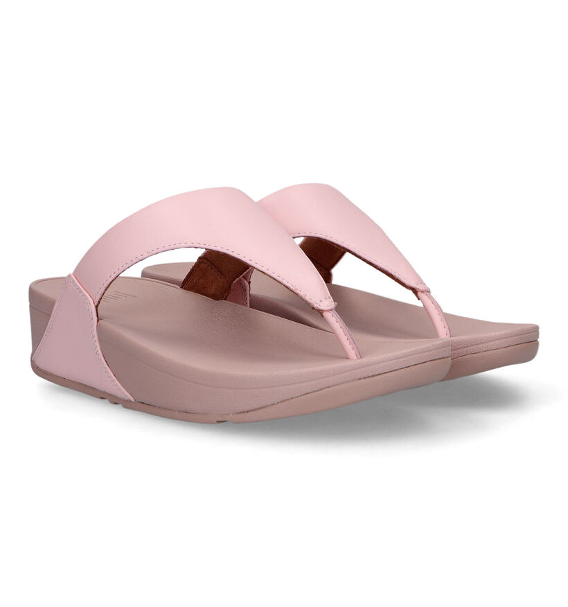FitFlop Lulu Leather Toepost Zwarte Teenslippers voor dames (353633)