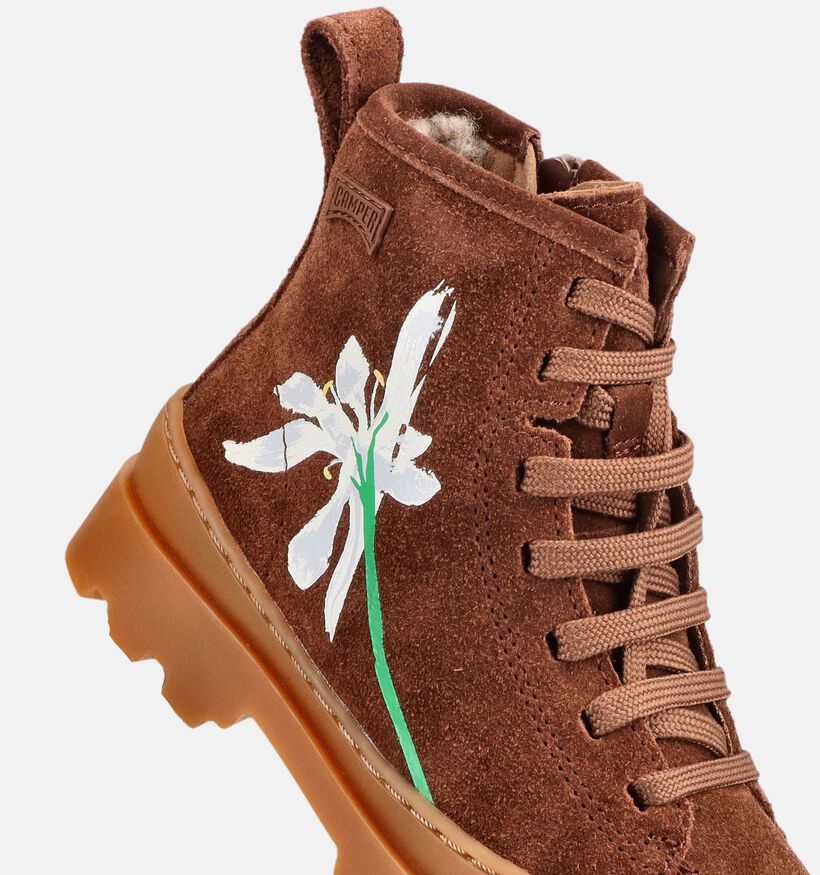 Camper Donkerbruine Boots met Veter en Rits voor meisjes (376124) - geschikt voor steunzolen
