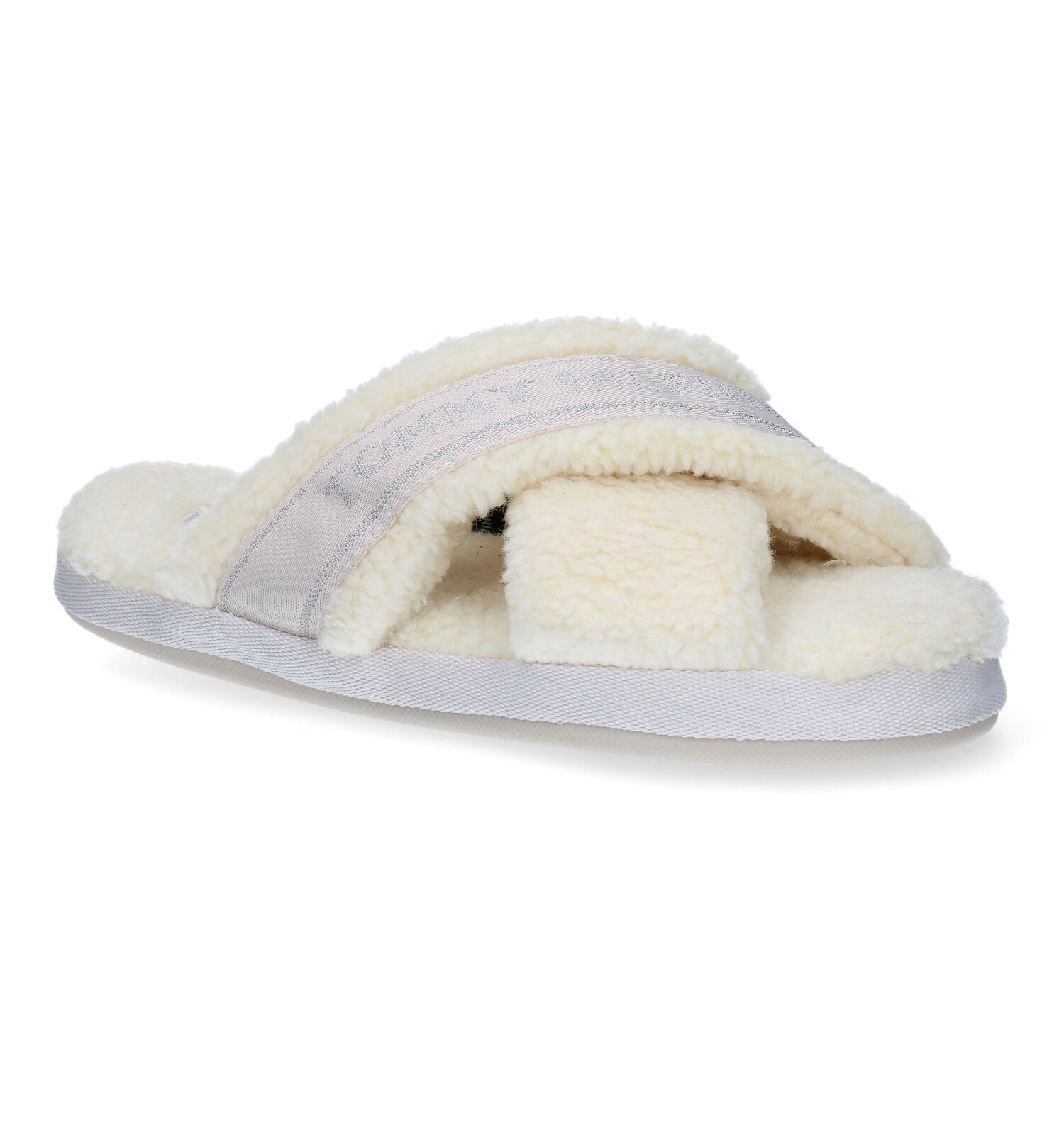 Tommy Hilfiger Shiny Webbing Home Ecru Pantoffels Dames Pantoffels Online op TORFS.BE