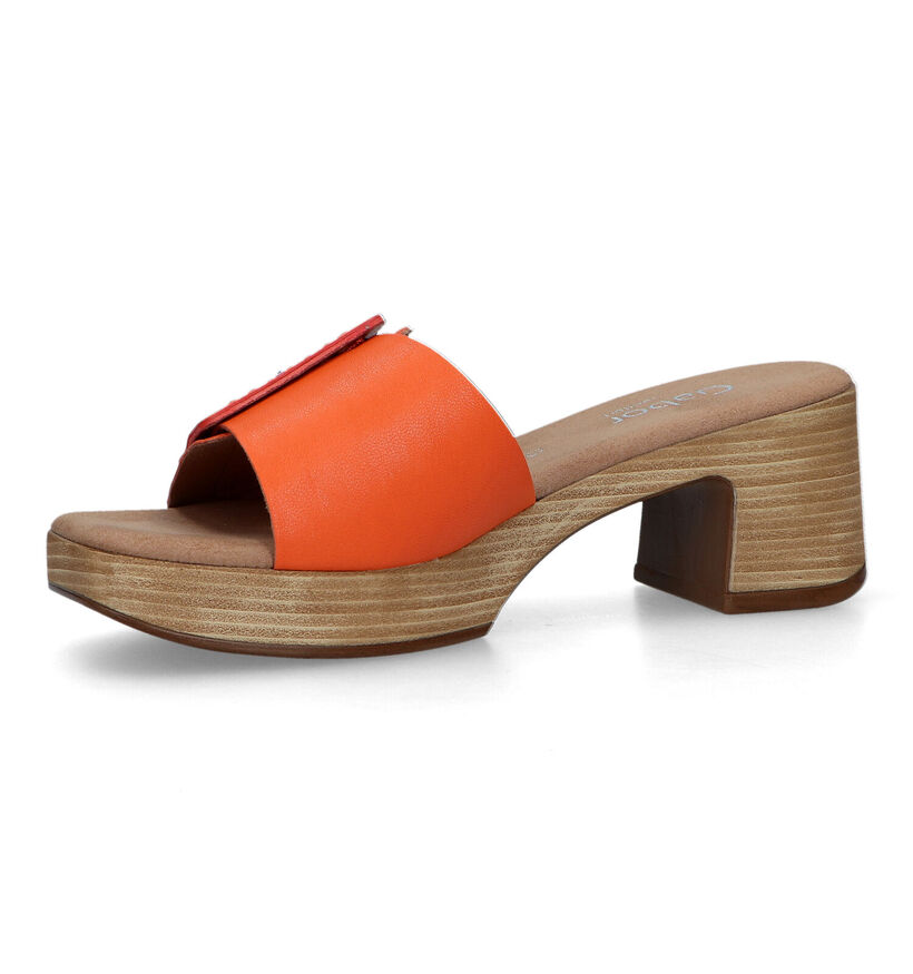 Comfort Nu-pieds à talons en Orange pour femmes (323429)