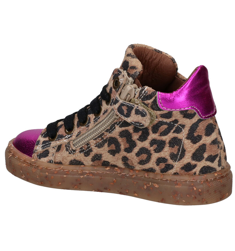 Milo & Mila Gora Bruin/Paarse Hoge Schoenen in nubuck (281060)