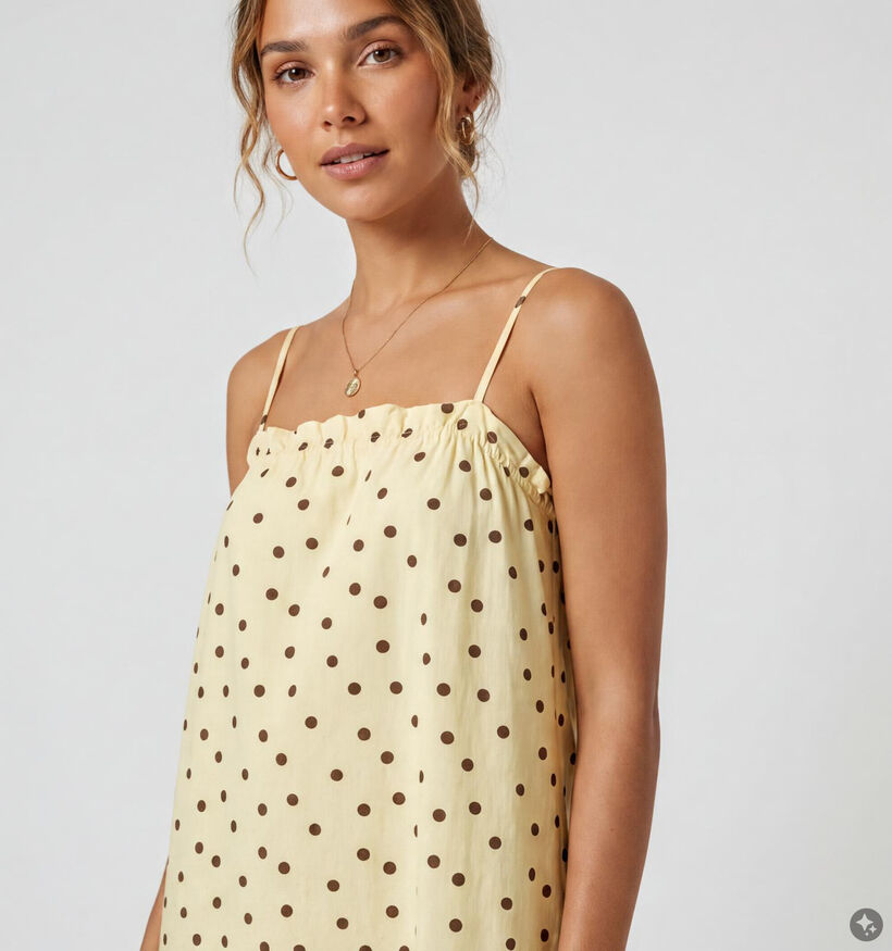 Pieces Parker Robe mi-longue &agrave; pois en Jaune pour femmes (374927)
