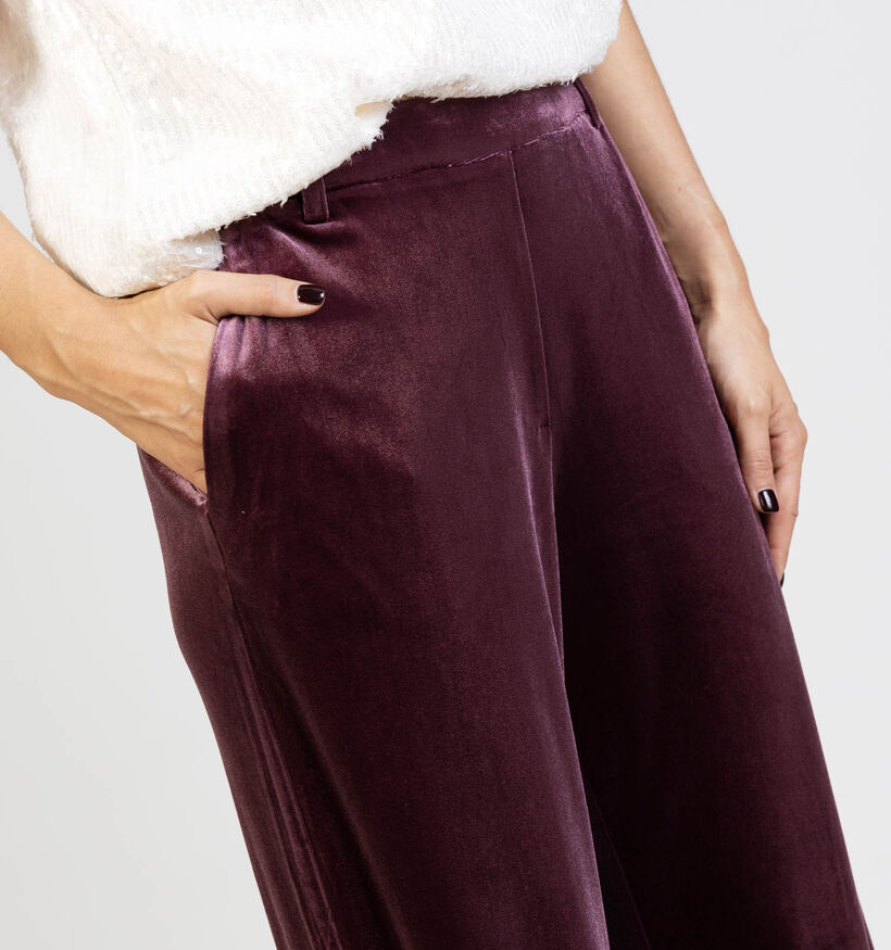 Pieces Bosella Velour Pantalon classique en Bordeaux pour femmes (365862)