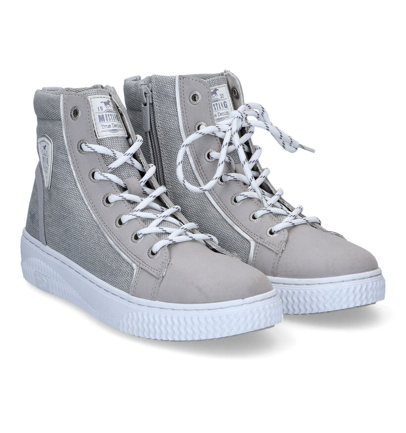 Mustang Grijze Hoge Sneakers voor dames (305310) - geschikt voor steunzolen