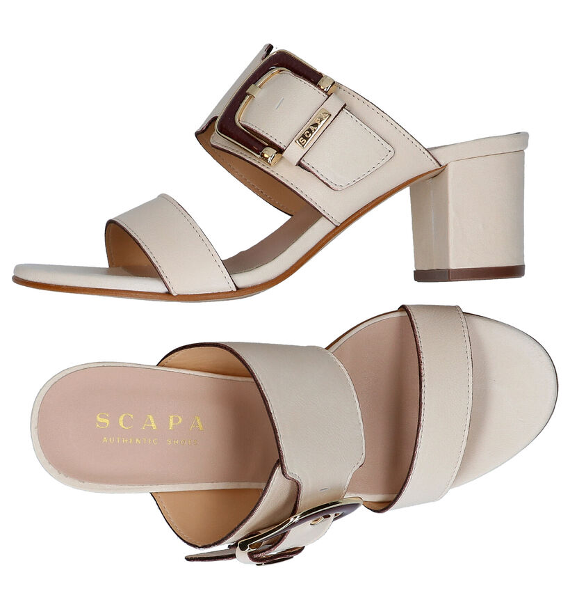 Scapa Nu-pieds à talons en Beige clair en cuir (288877)