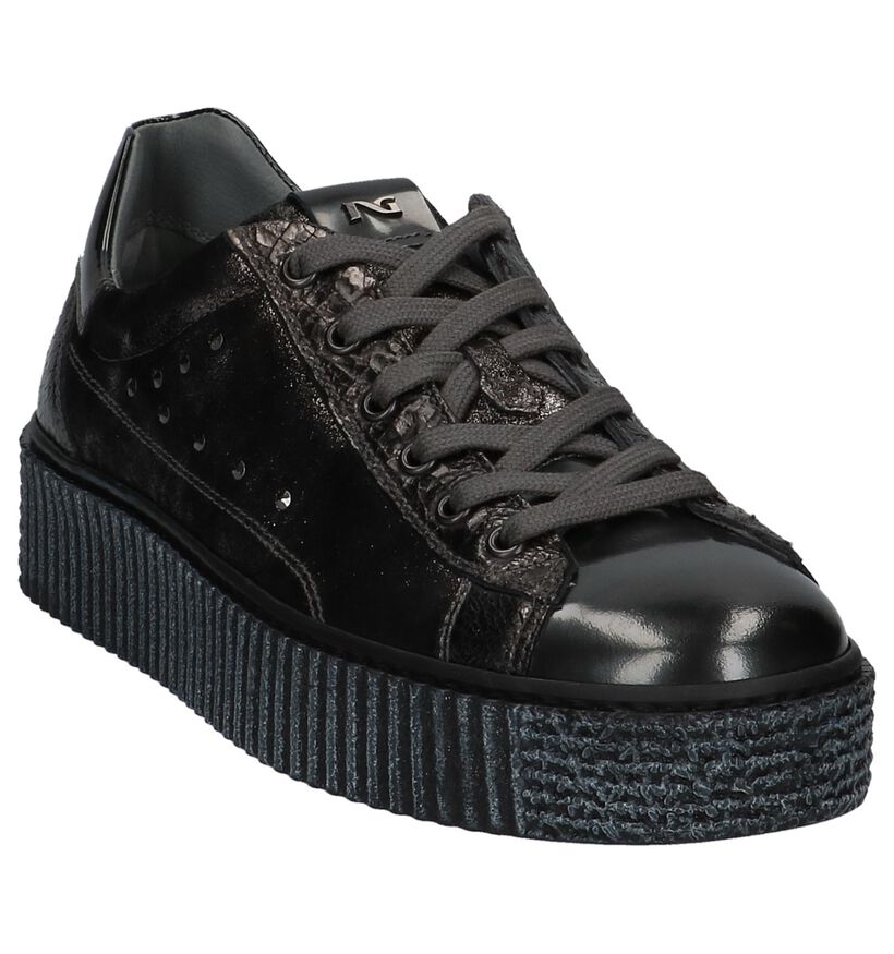 Donker Grijze Sneakers met Creeper Zolen NeroGiardini in lakleer (226481)