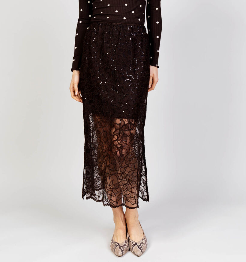 Pieces Louise Donkerbruine Midirok voor dames (374036)