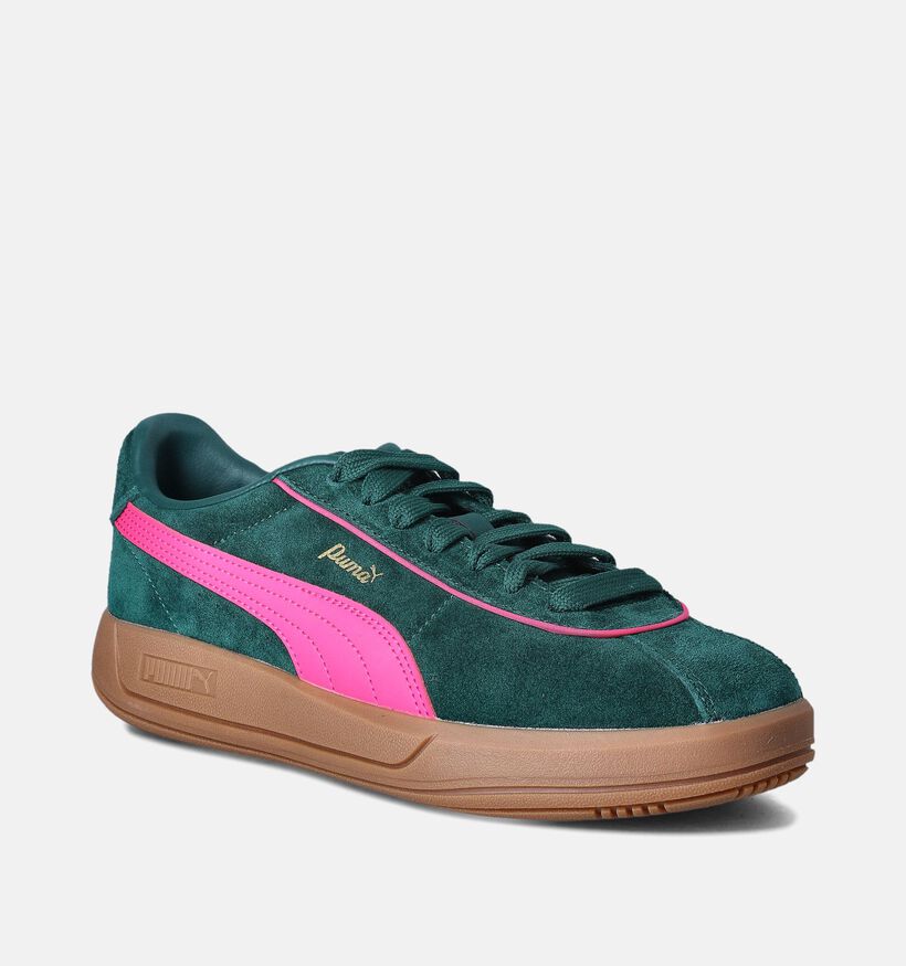 Puma Club Klassika Baskets en Vert pour femmes (350411) - pour semelles orthopédiques