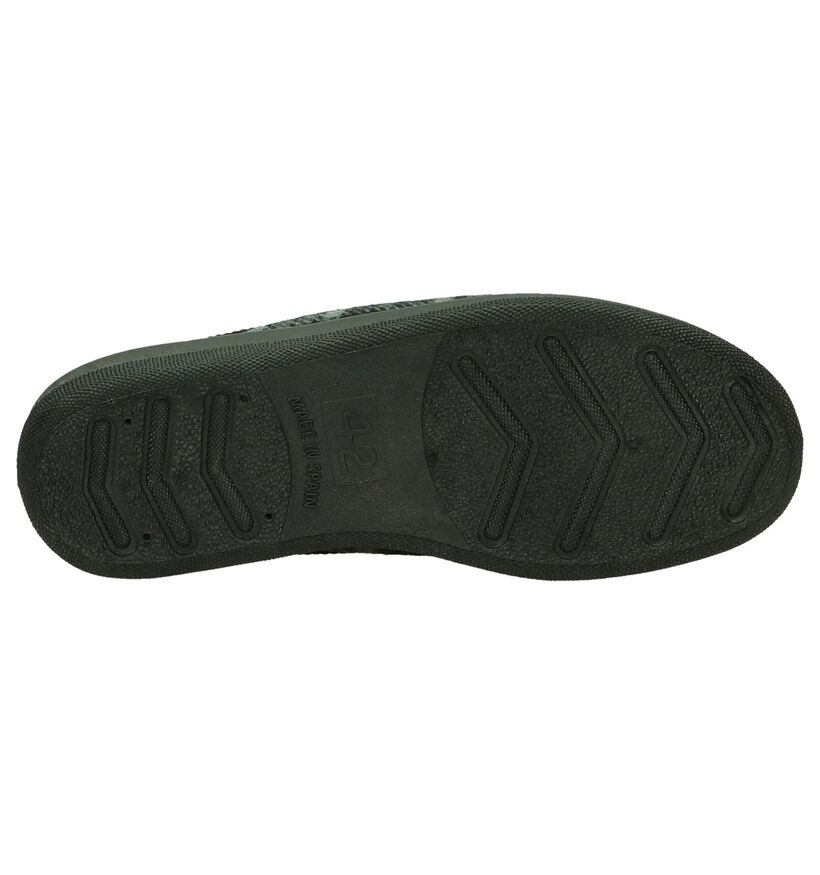 Slippers Comfort Pantoufles ouvertes en Gris foncé en textile (206078)