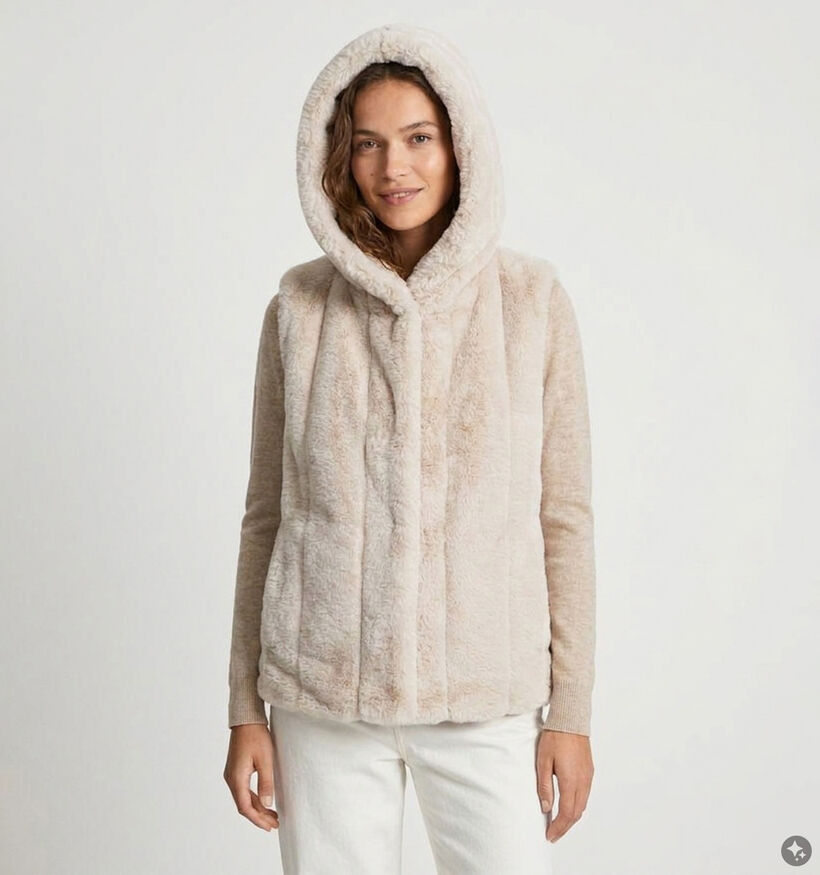 Guess Muted Stone Doudoune sans Manches en Ecru pour femmes (380764)