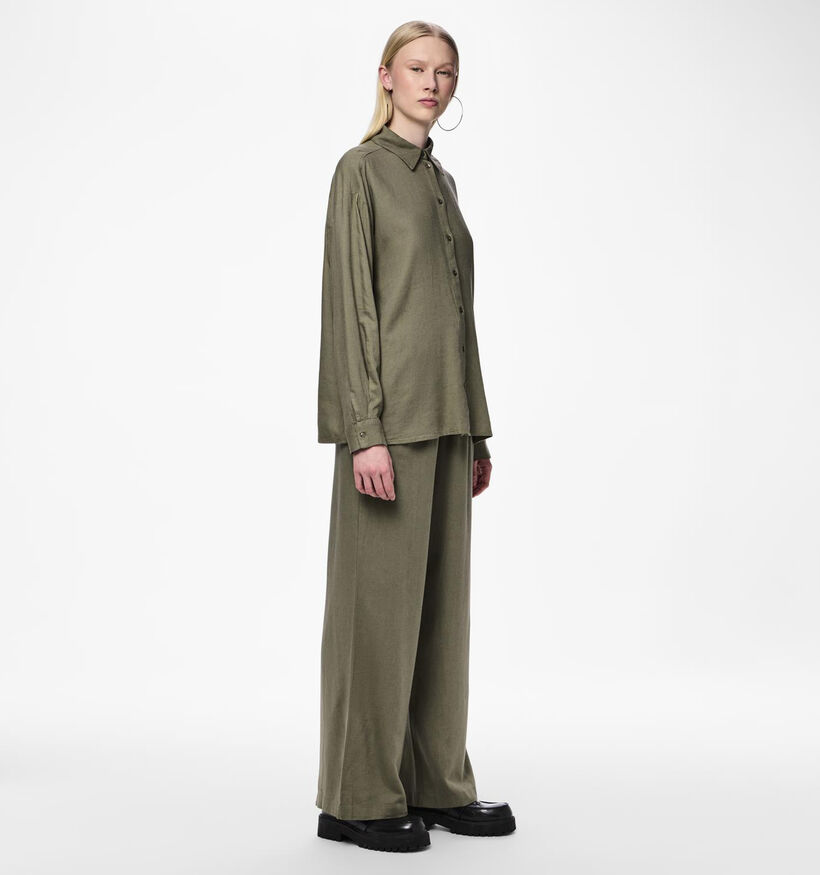Pieces Pia Groene Wijde broek voor dames (351110)