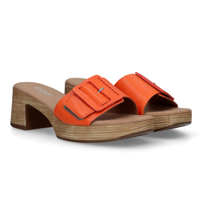 Comfort Nu-pieds à talons en Orange pour femmes (323429)