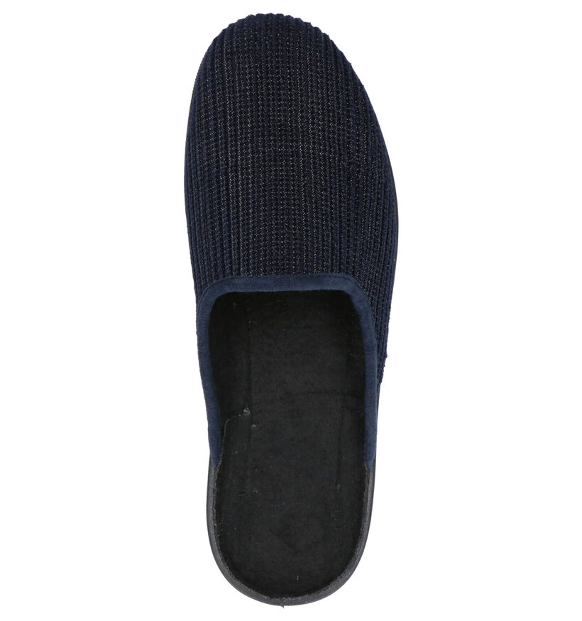 Slippers Comfort Pantoufles ouvertes en Bleu foncé en textile (263628)