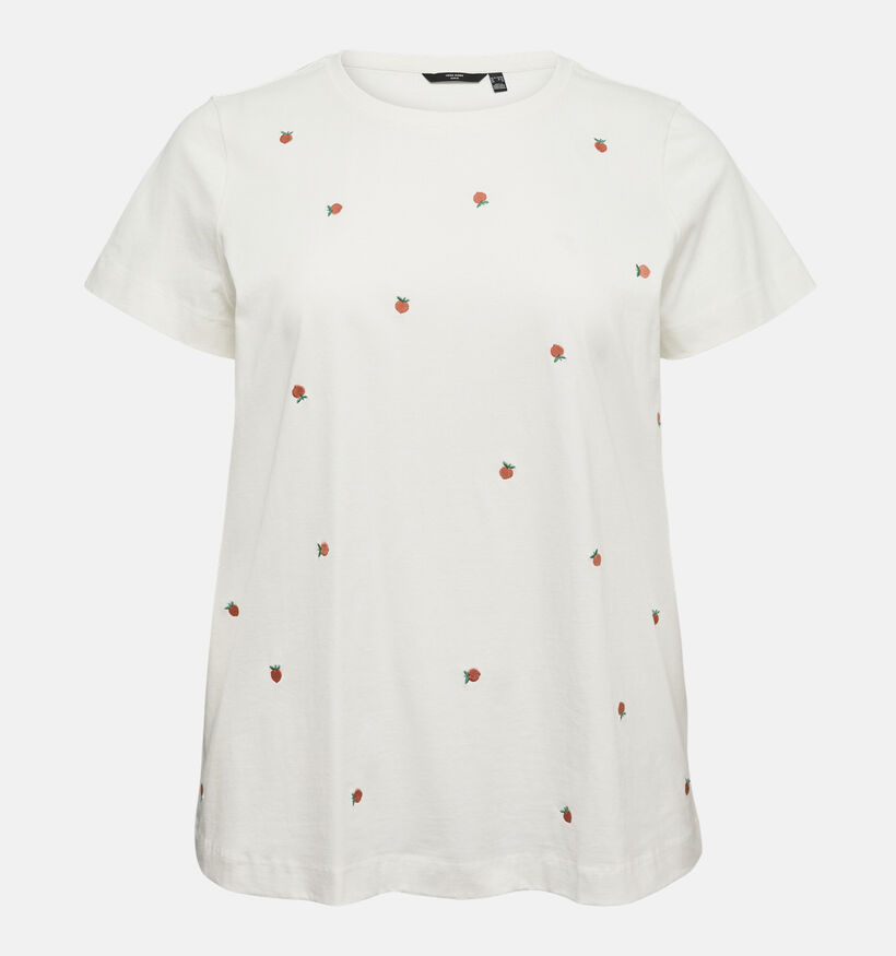 Vero Moda Curve Sola Mette Peach Witte T-shirt voor dames (369328)