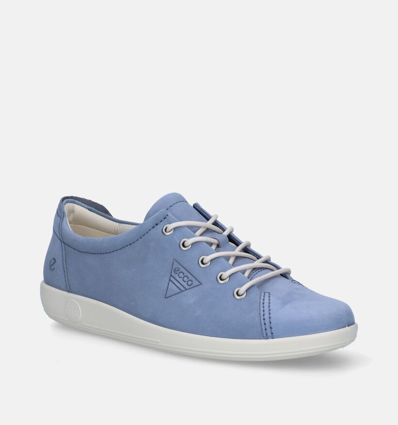 ECCO Soft 2.0 Blauwe Veterschoenen voor dames (336855) - geschikt voor steunzolen