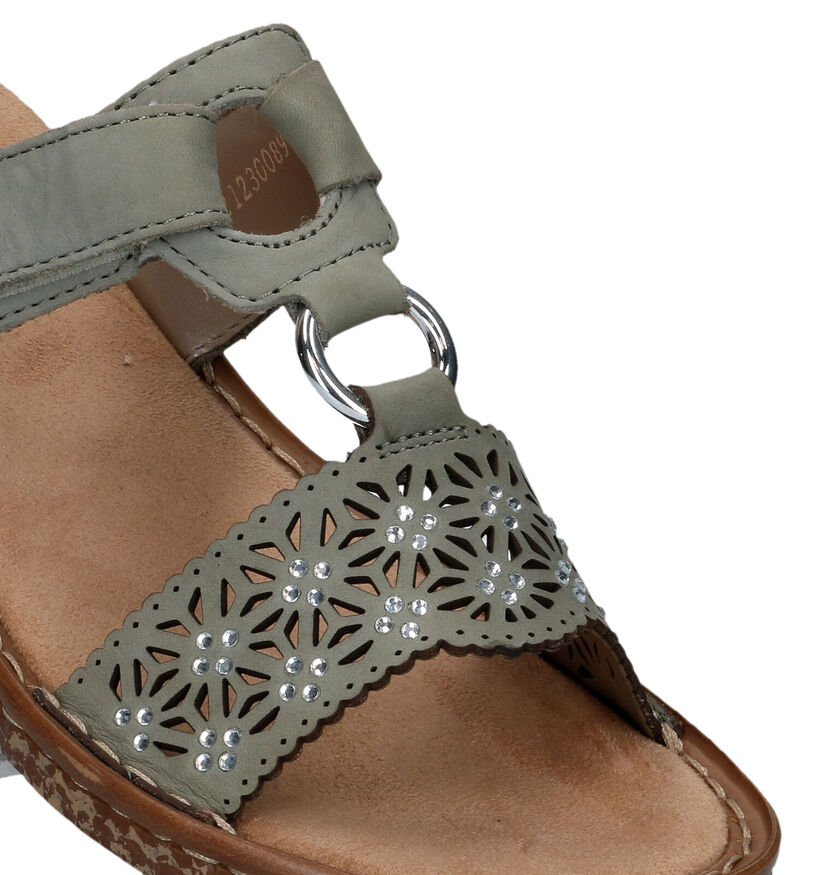 Rieker Nu-pieds plates en Vert menthe en cuir (323678)
