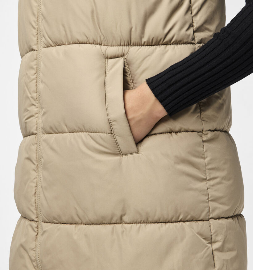 Pieces Bee Doudoune longue sans manches en Beige pour femmes (342970)