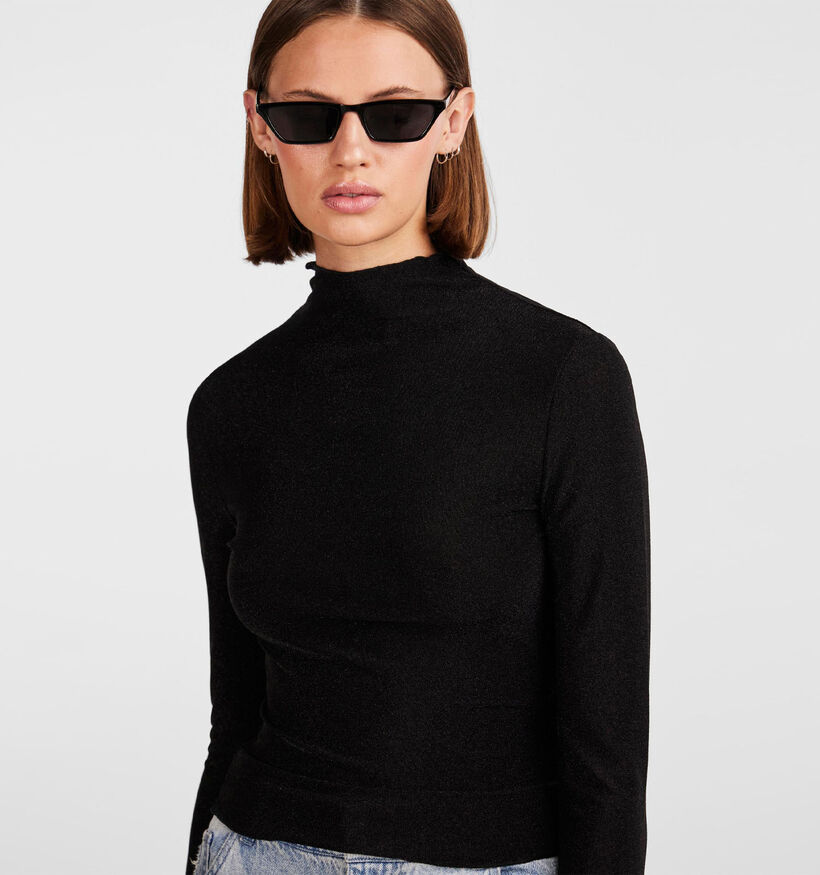 Pieces Sandra T-shirt manches longues en Noir pour femmes (348359)