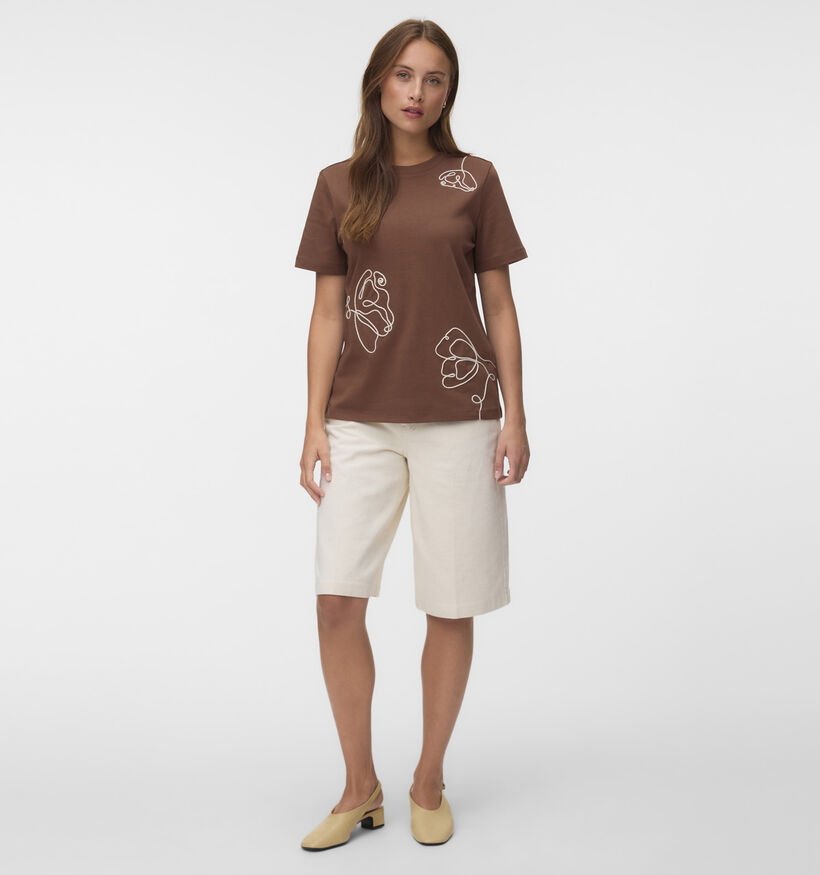 Vero Moda Irene Bruine T-shirt voor dames (377600)