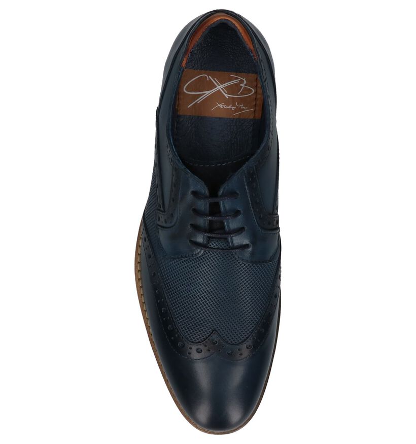 Blauwe Casual Veterschoenen Coxx Borba Bruf in leer (217244)