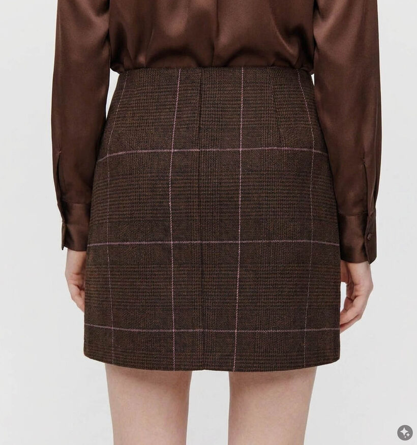 Pieces Amina Geruite Donkerbruine Mini-Rok voor dames (379323)