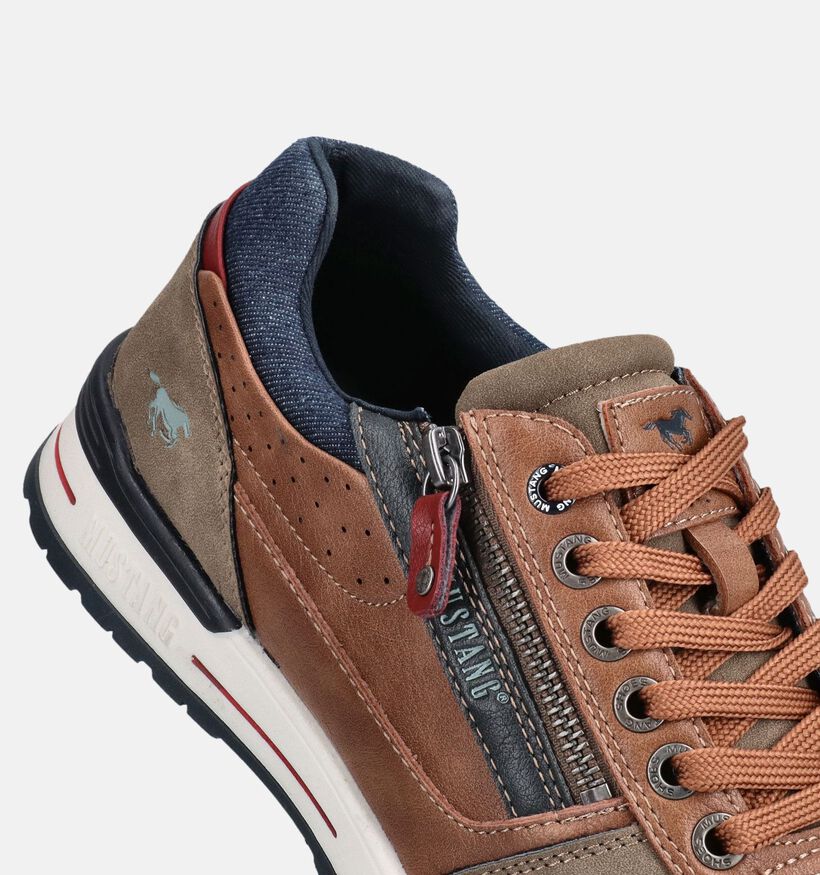 Mustang Cognac Rits-Veterschoenen voor heren (372959) - geschikt voor steunzolen
