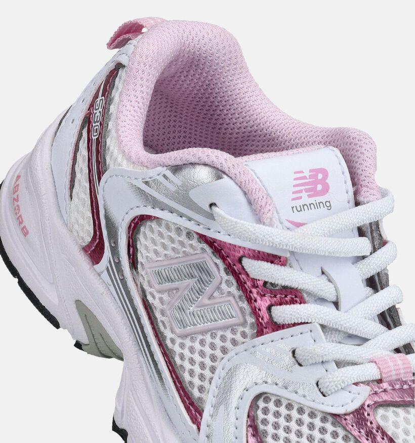 New Balance 530 Baskets basses en Blanc/Rose pour filles (375133) - pour semelles orthop&eacute;diques