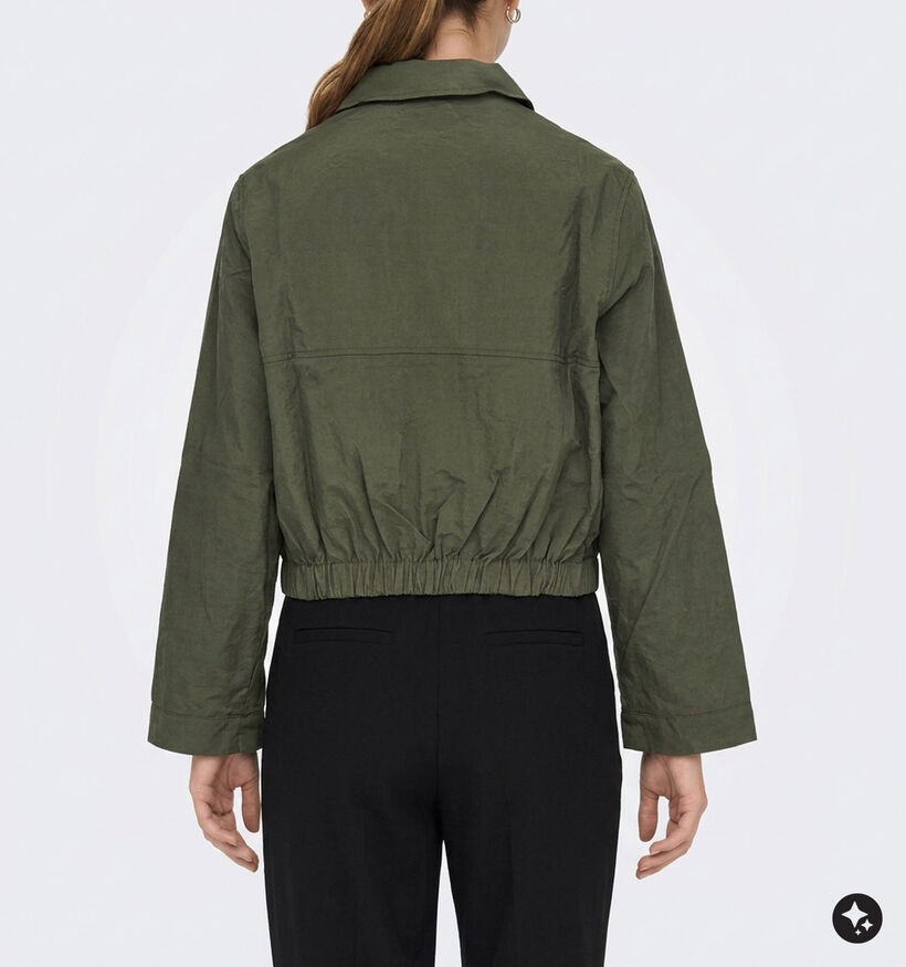 Vero Moda Ziva Fold-Up Manteau court en Vert fonc&eacute; pour femmes (379696)