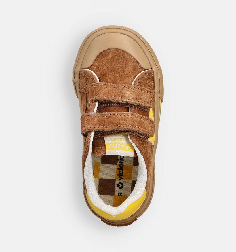 Victoria Tribu Chaussures à scratch en Marron/Jaune pour filles, garçons (363397)