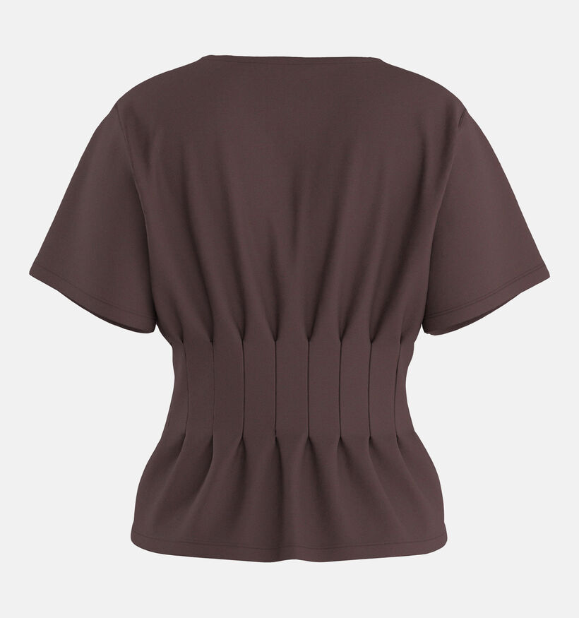 Hypedrop Doria Pleated Donkerbruine T-shirt voor dames (386471)