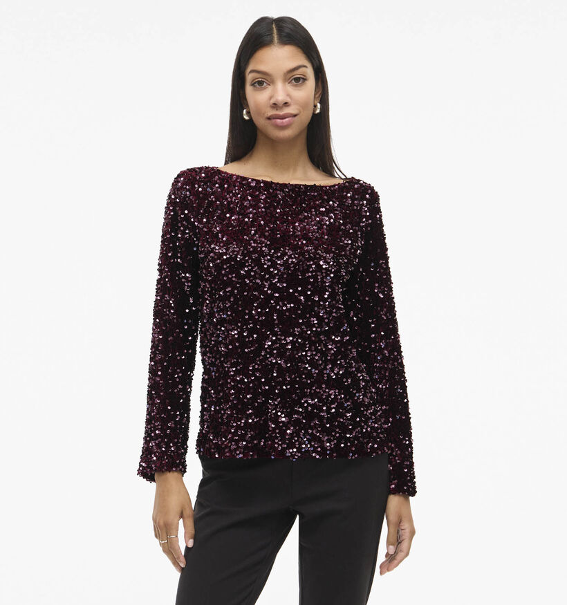 Vila Faith Bordeaux Blouse met Sequins Vila Faith Bordeaux Blouse met Sequins voor dames (365598)