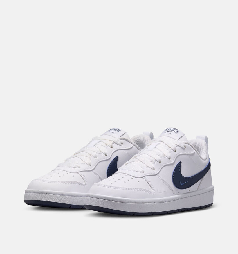 Nike Court Borough Low Witte/Blauwe Sneakers voor jongens (377284)