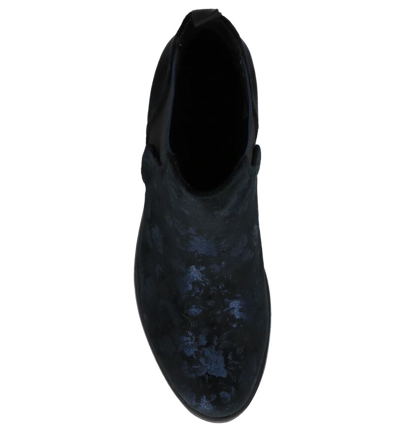 Donkerblauwe Chelsea Boots met Bloemenprint Marco Tozzi, , pdp