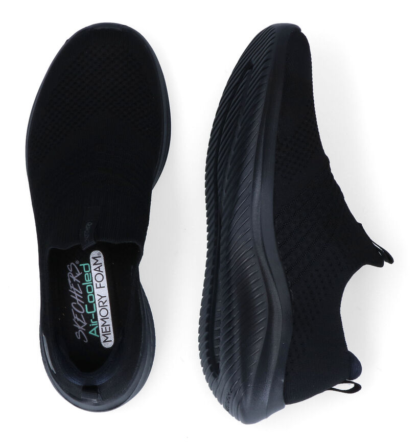 Skechers Ultra Flex Baskets slip-on en Noir pour femmes (318172)