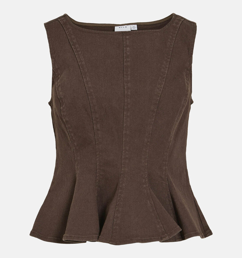 Vila Chia Peplum D&eacute;bardeur en Marron fonc&eacute; pour femmes (378584)