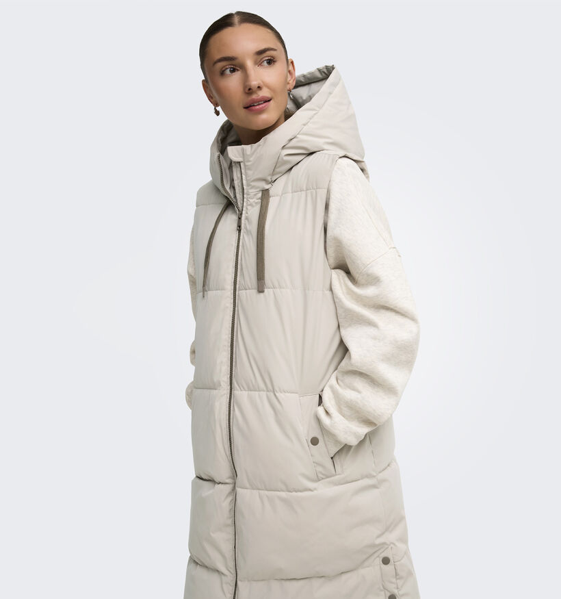JDY Blair Long Hood Waistcoat Beige Lange Bodywarmer voor dames (378331)