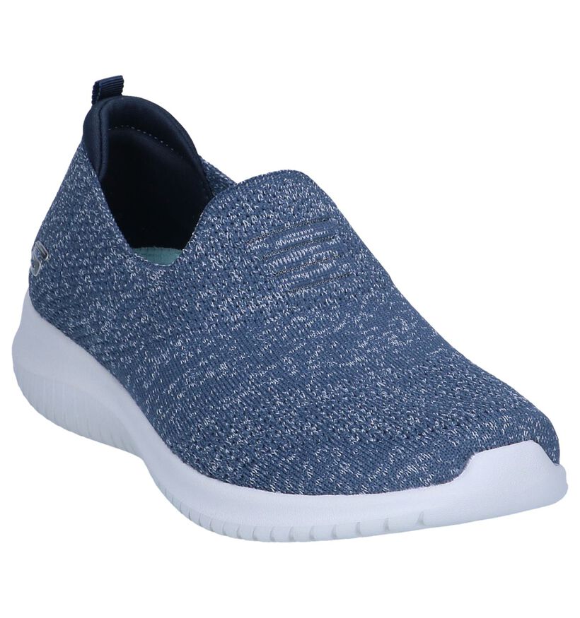 Blauwe Slip-on Sneakers Skechers Ultra Flex in stof (251952)