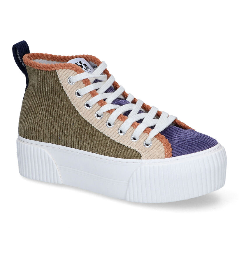 No Name Iron Mid Baskets Hautes en Vert kaki en velours (316090)