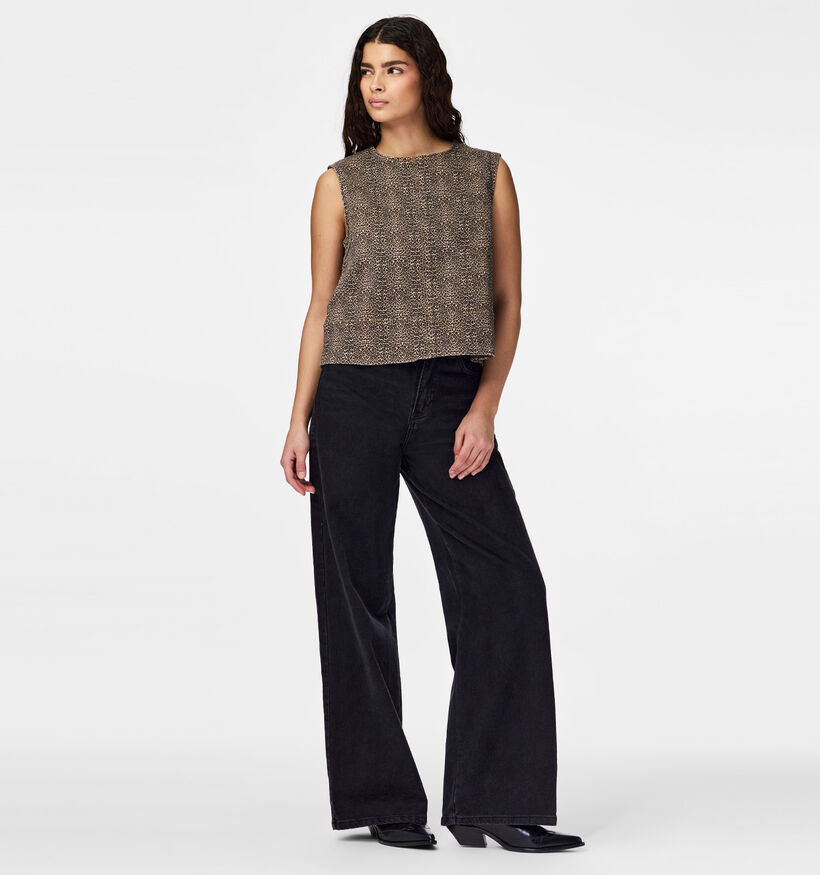 Pieces Salume Denim Mini Leo Bruine Top voor dames (372379)