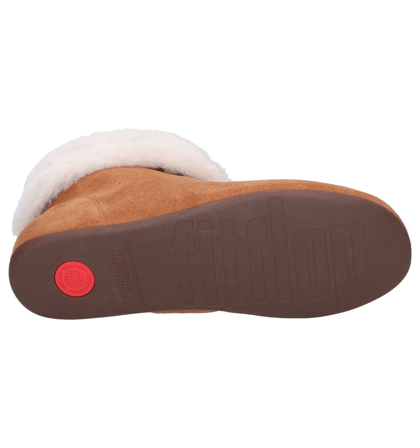 FitFlop Sarah Shearling Pantoufles en Cognac en daim (256046)