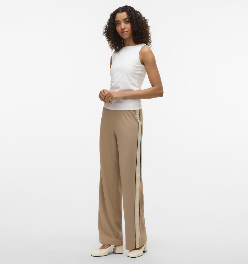 Vero Moda Berlin MW Wide Panel Donkerbeige Broek voor dames (367161)