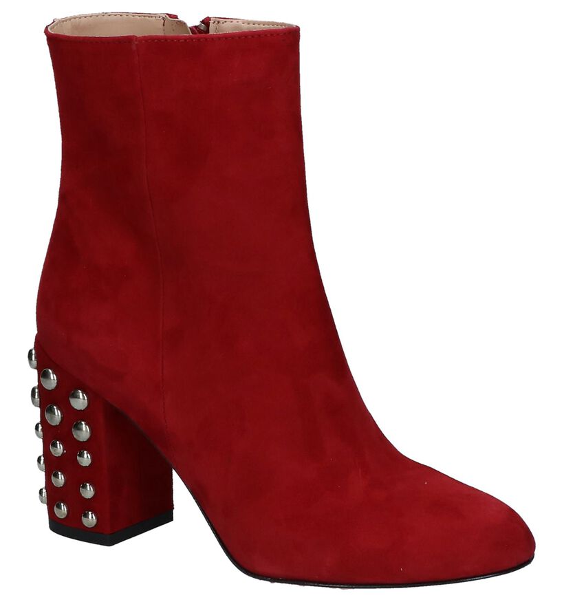 Rode Enkellaarzen met Studs Via Limone in daim (229978)