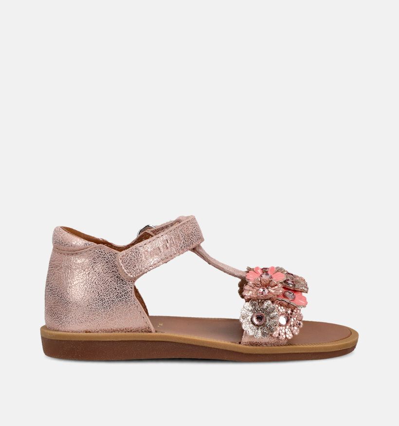 Pom d'Api Poppy Strass Flowers Sandales en Rose pour filles (370313)