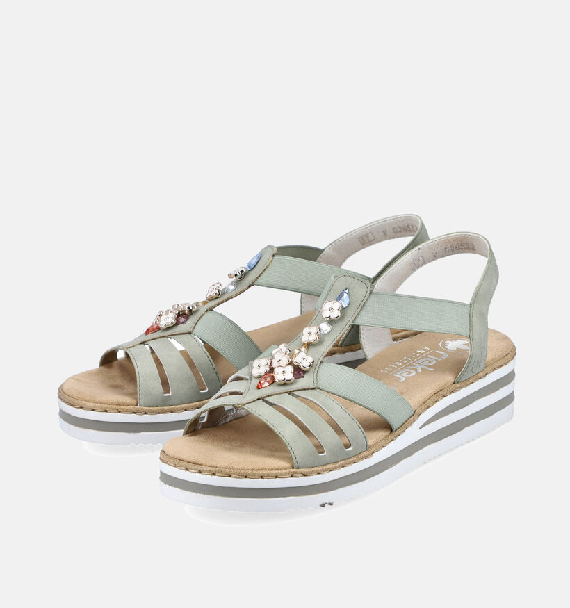 Rieker Groene Sandalen met sleehak voor dames (354924)