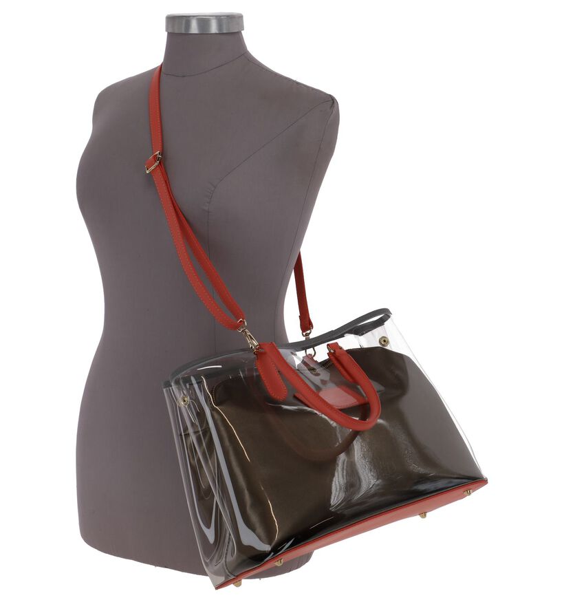 Bronzen Handtas My Best Bag met Zalmroze Handvatten in leer (241441)