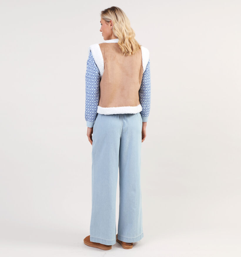 Dolce C. Veste duveteuse courte sans manches en Brun pour femmes (358489)