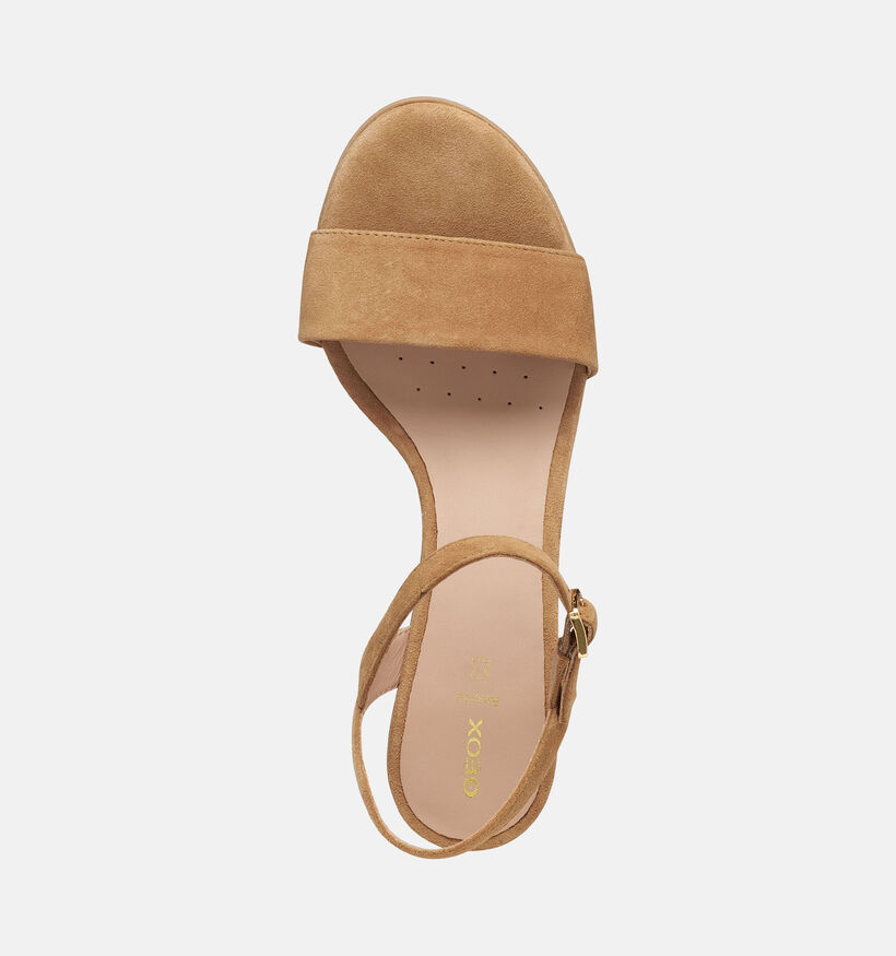 Geox Sandales &agrave; talons en Cognac pour femmes (368127)