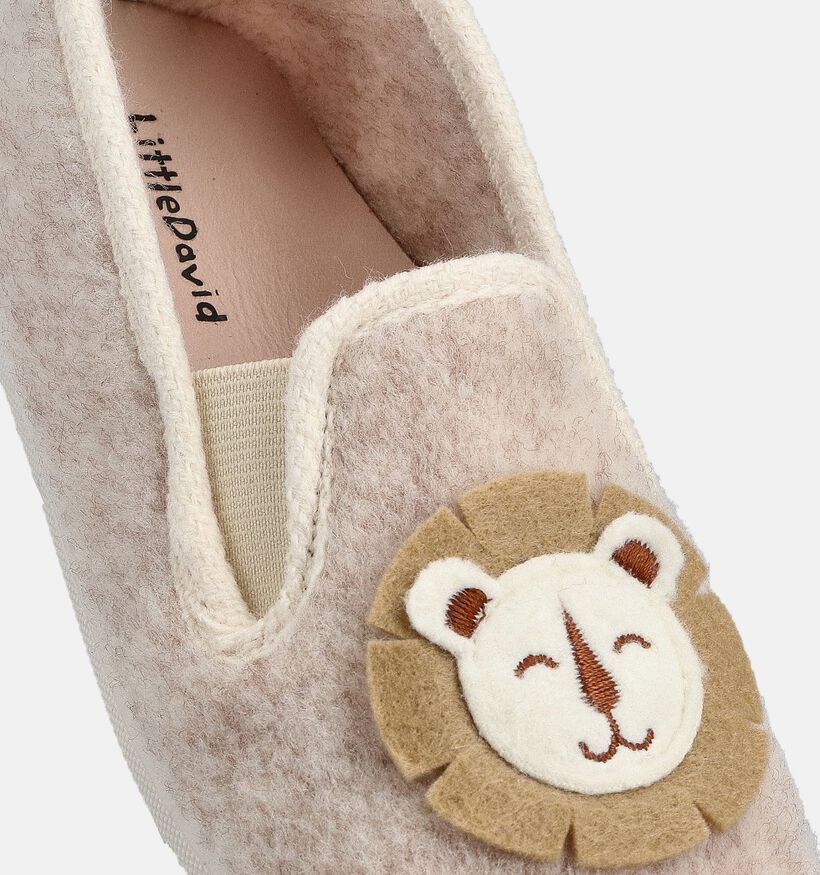 Little David Lion Pantoufles en Beige pour filles, garçons (364930) - pour semelles orthopédiques