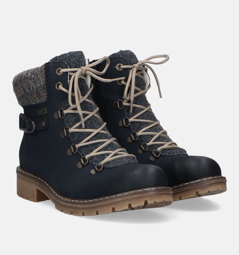 Rieker Blauwe Veterboots voor dames (331612) - geschikt voor steunzolen