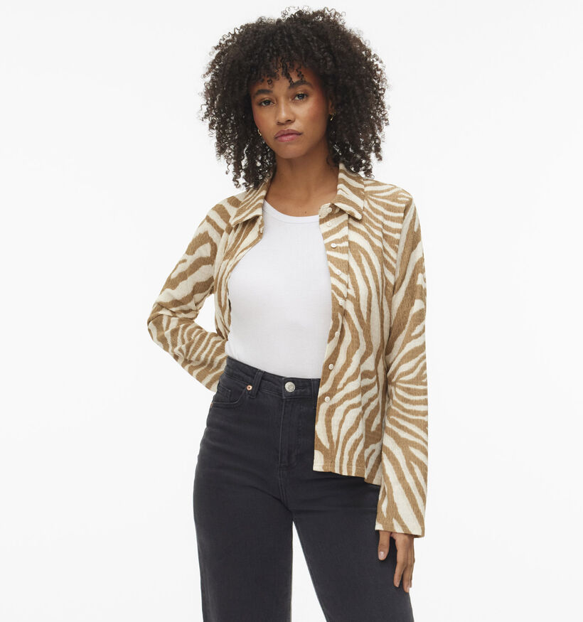 Vero Moda Friga Zebra Beige/Bruine Hemd voor dames (367133)